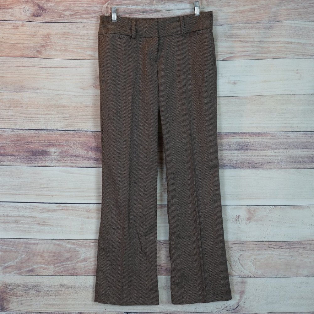 New York & Company Brown Herringbone Slacks Size 4